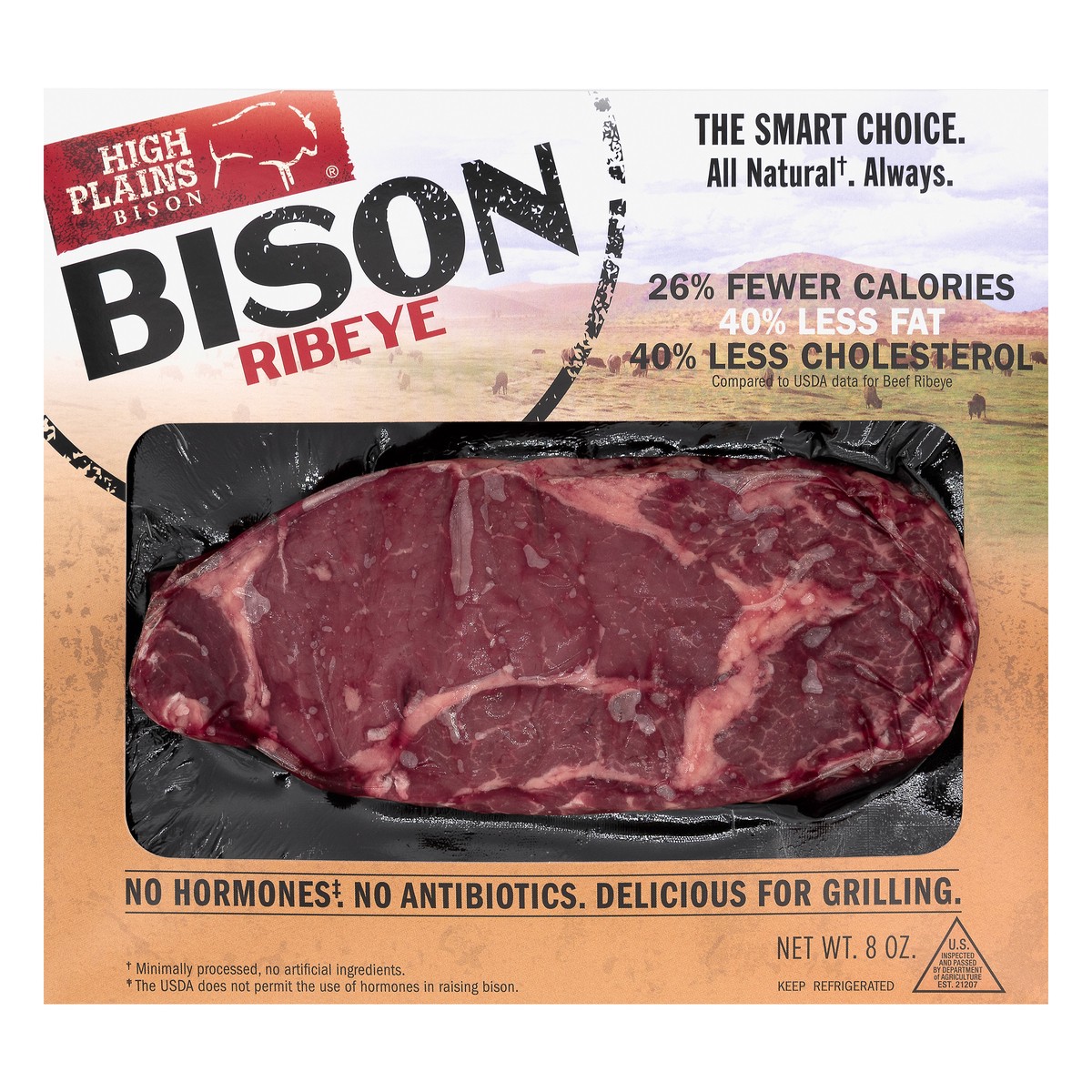 slide 1 of 6, High Plains Bison Bison Ribeye 8 oz, 8 oz