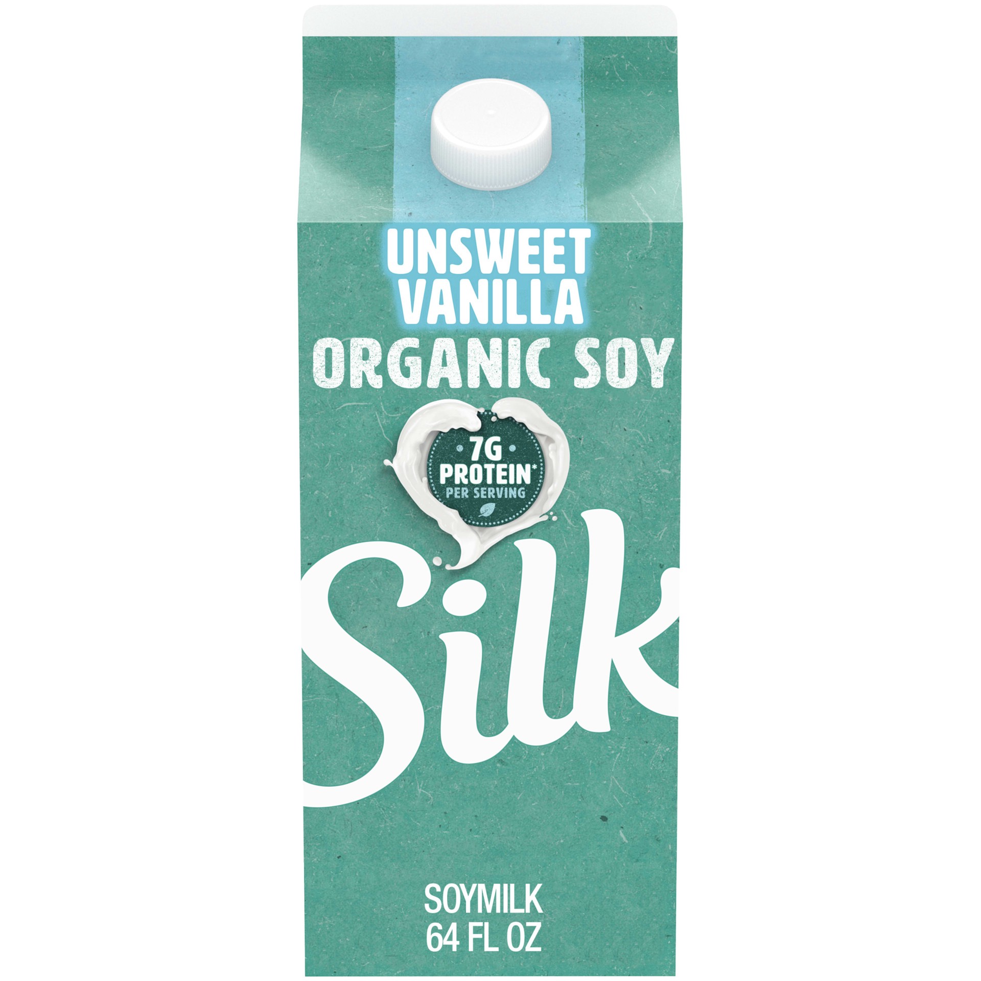 slide 1 of 8, Silk Organic Soy Milk, Unsweetened Vanilla, Dairy-Free, Vegan, Non-GMO Project Verified, Half Gallon, 64 fl oz