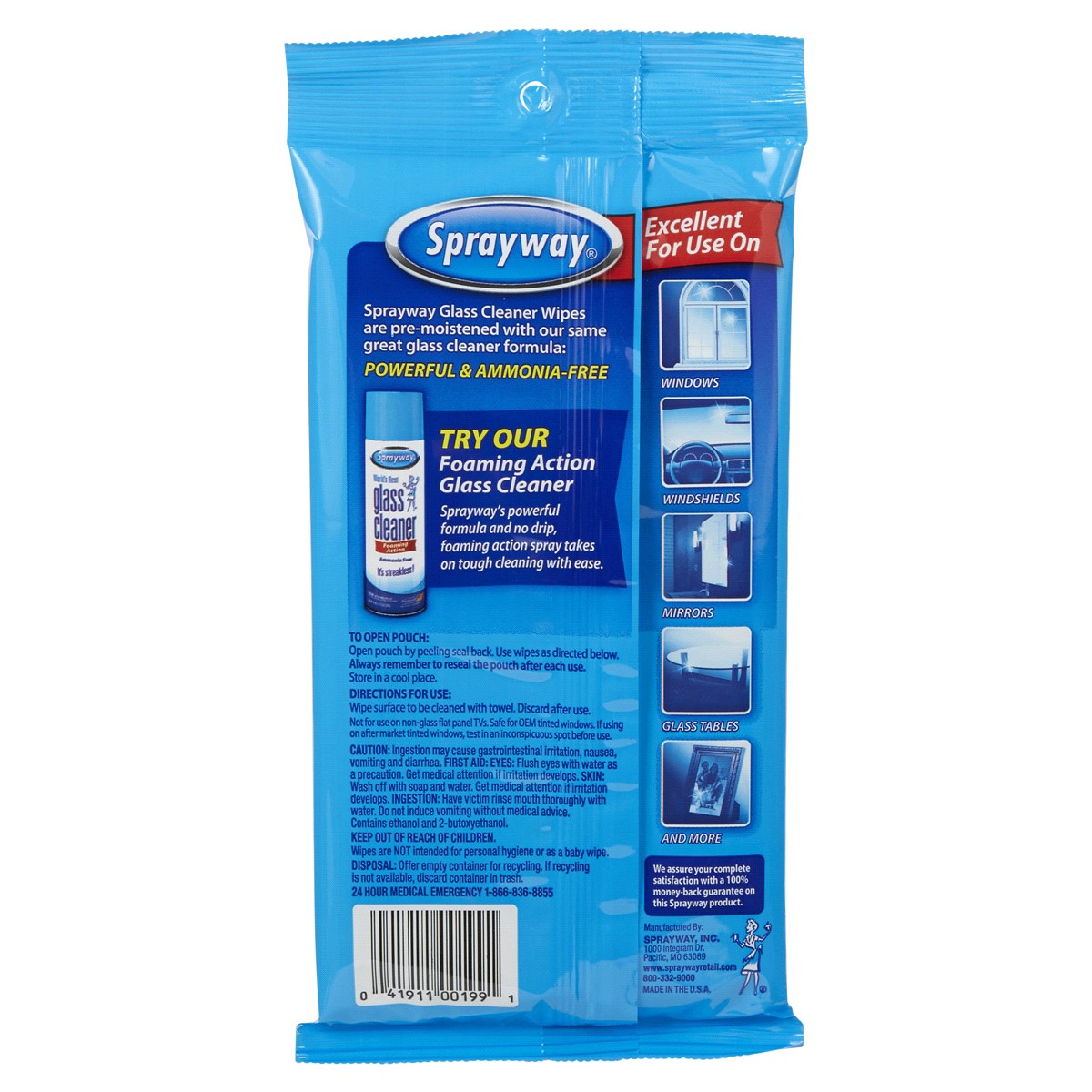 slide 2 of 2, Sprayway Glass Cleaner Wipes 20 ea, 20 ct