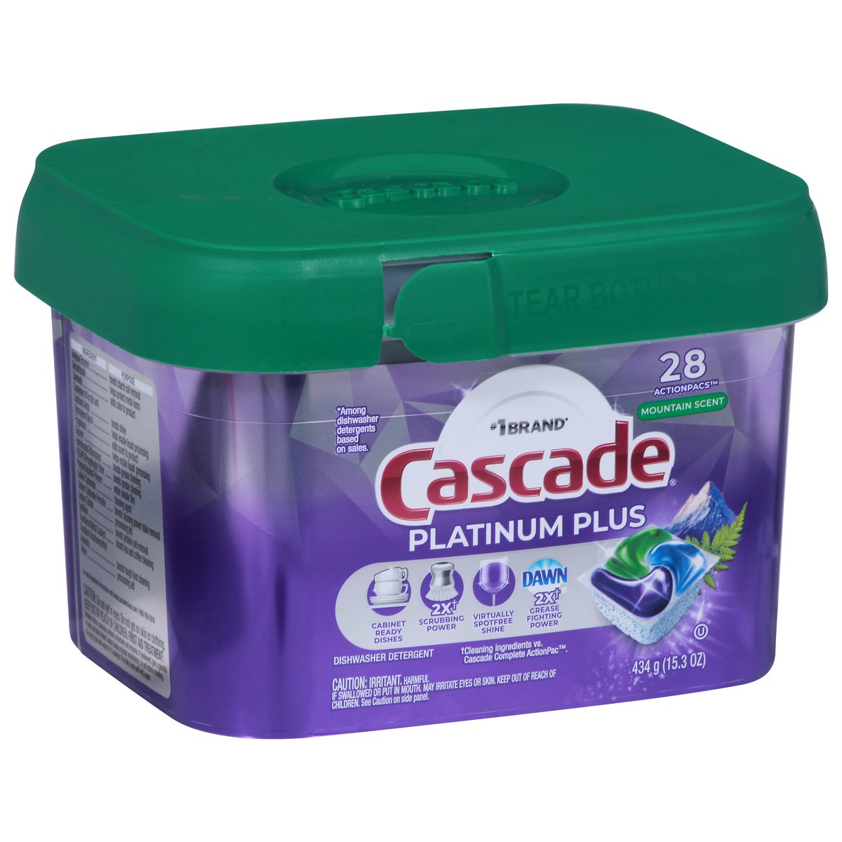 slide 10 of 13, Cascade Platinum Plus ActionPacs Mountain Scent Dishwasher Detergent 28 ea, 28 ct