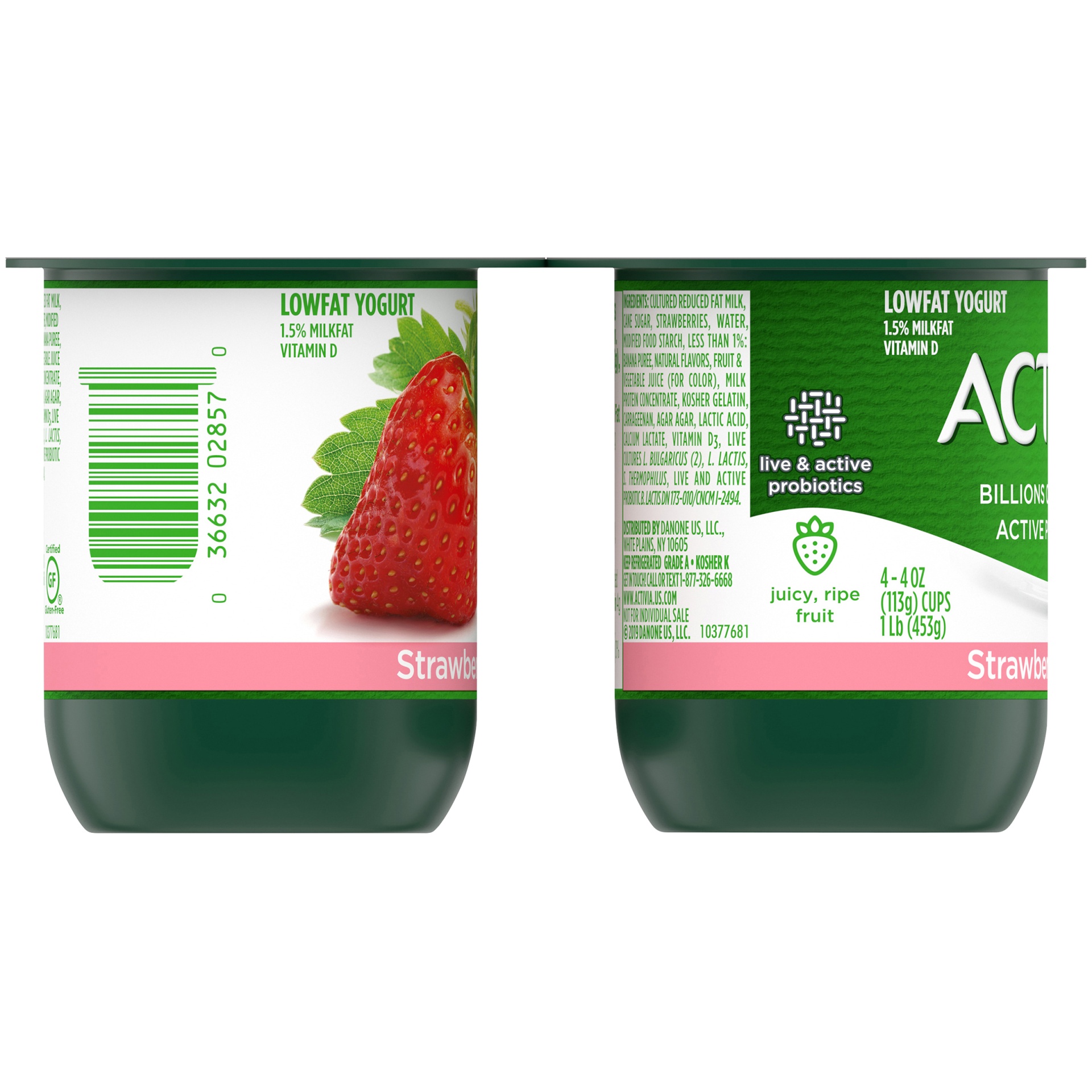 slide 3 of 7, Activia Low Fat Probiotic Strawberry Banana Yogurt, 4 oz