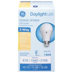 GE 3-Way Classic Shape Daylight LED Light Bulb 1 ea