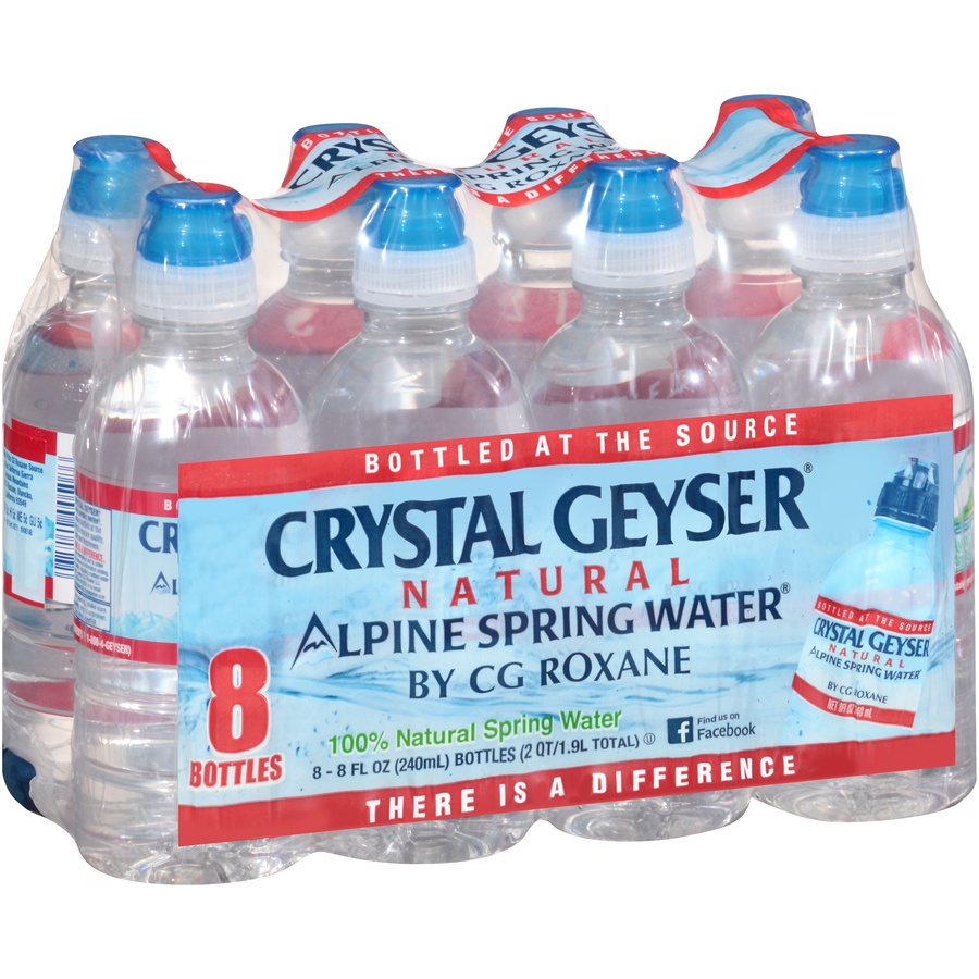 slide 2 of 6, Crystal Geyser Spring Water Sports Cap Bottles, 8 ct
