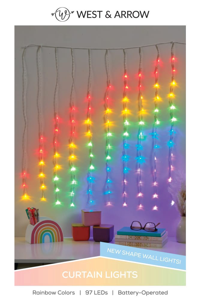 slide 1 of 1, Rainbow Shape LED Curtain Lights, 1 ct