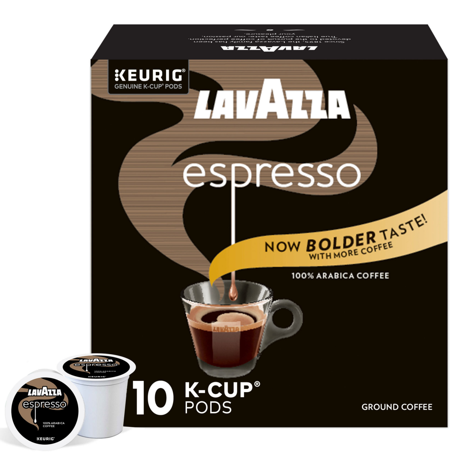 slide 1 of 4, Lavazza Espresso, Single-Serve Keurig K-Cup Pods, Medium Roast Coffee, 10-Count Box, 10 ct