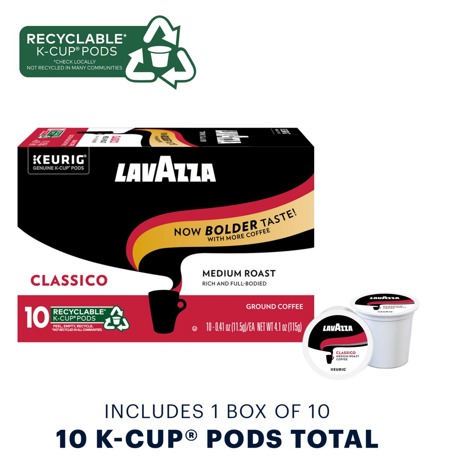 slide 4 of 5, Lavazza Dolcevita Classico, Single-Serve Keurig K-Cup Pods, Medium Roast Coffee, 10-Count Box, 10 ct