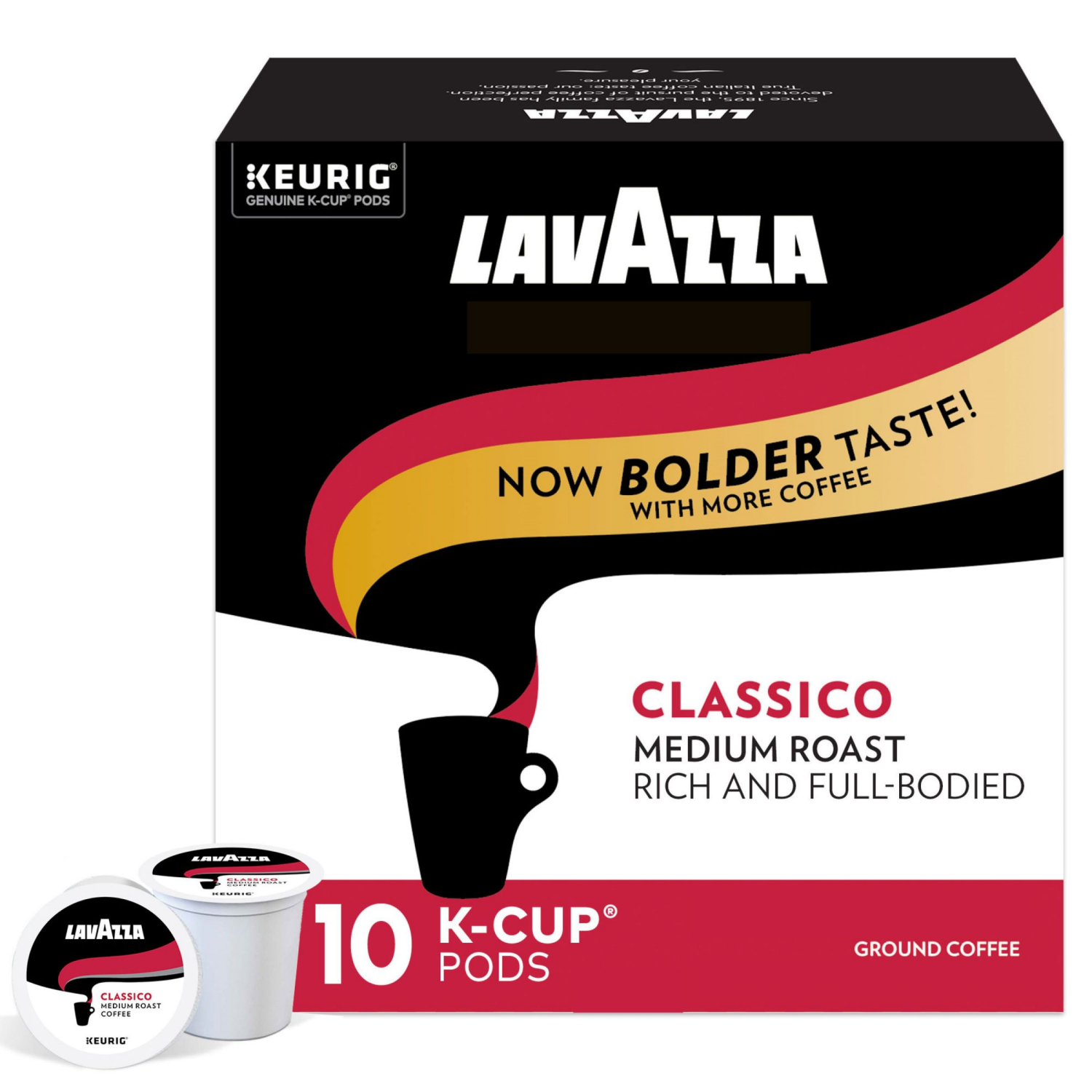 slide 1 of 5, Lavazza Dolcevita Classico, Single-Serve Keurig K-Cup Pods, Medium Roast Coffee, 10-Count Box, 10 ct