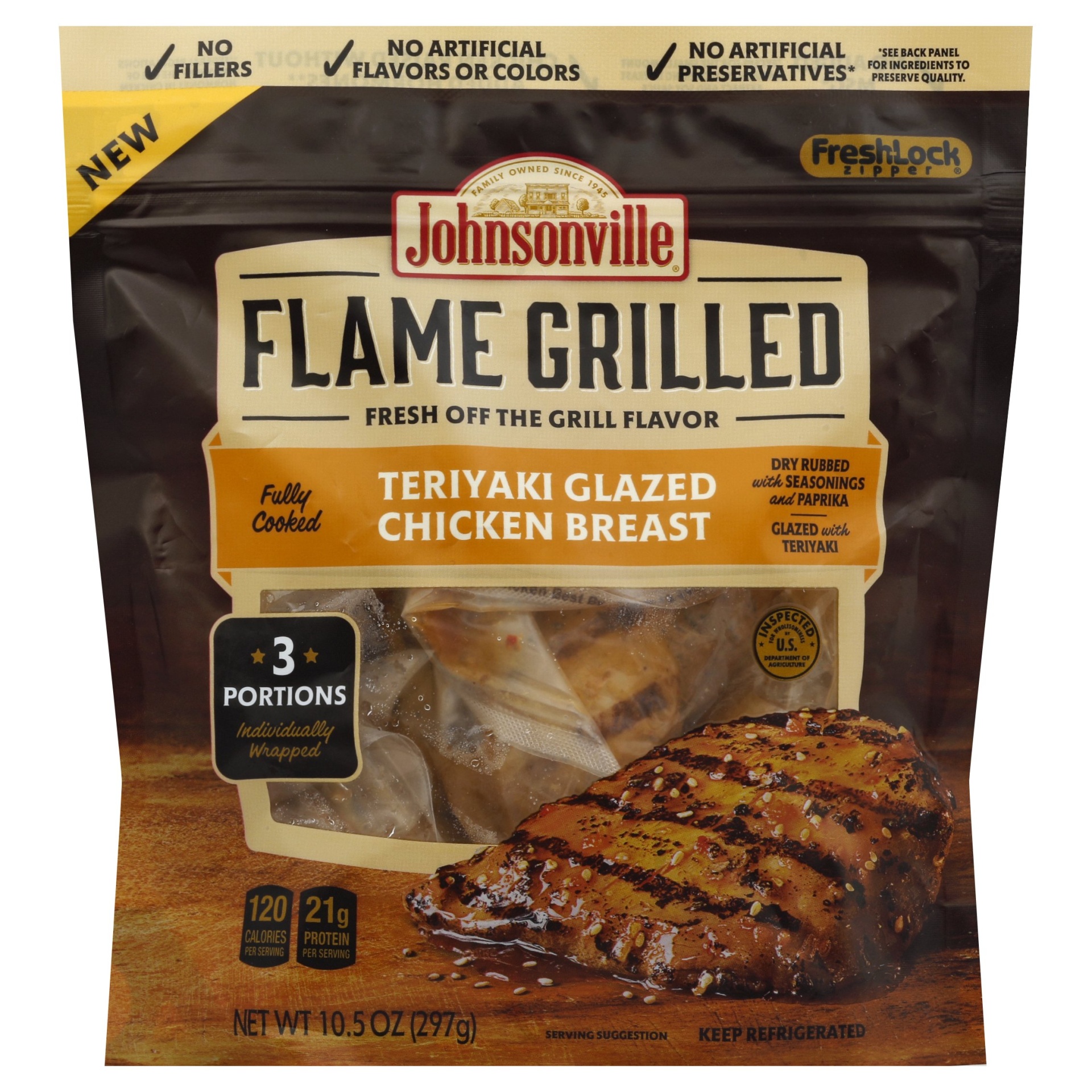 slide 1 of 1, Johnsonville Teriyaki Flame Grilled Chicken, 10.5 oz