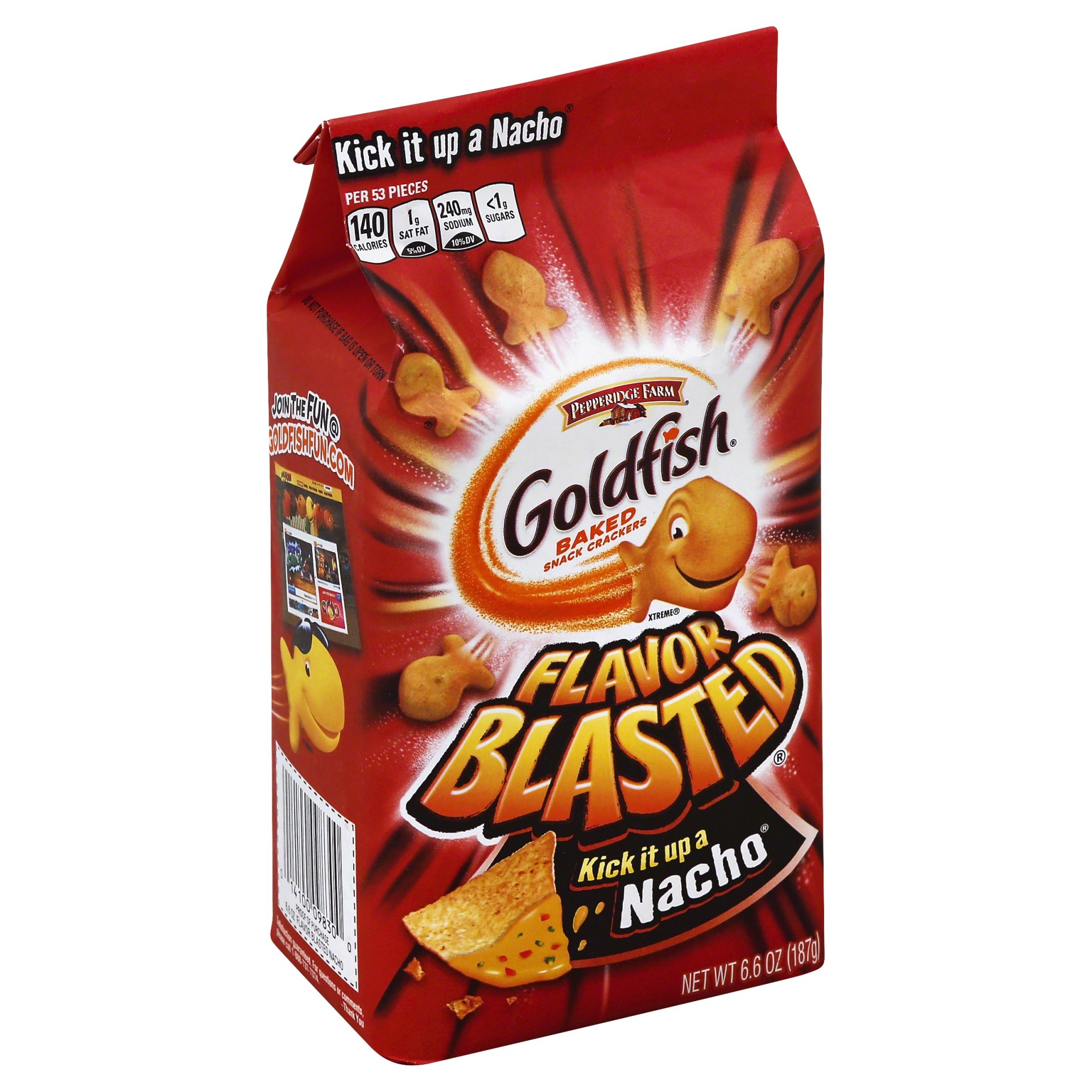 slide 1 of 6, Goldfish Flavor Blasted Kick It Up a Nacho Cheese Crackers, 6.6 oz