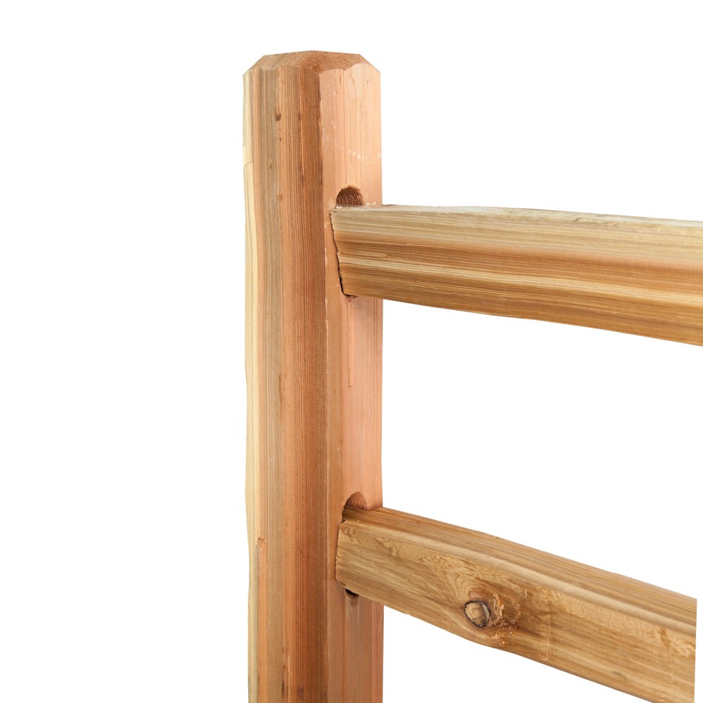 slide 3 of 6, 5-in x 4-in x 5-1/3-ft Cedar Split rail End Wood Fence Post, 1 ct