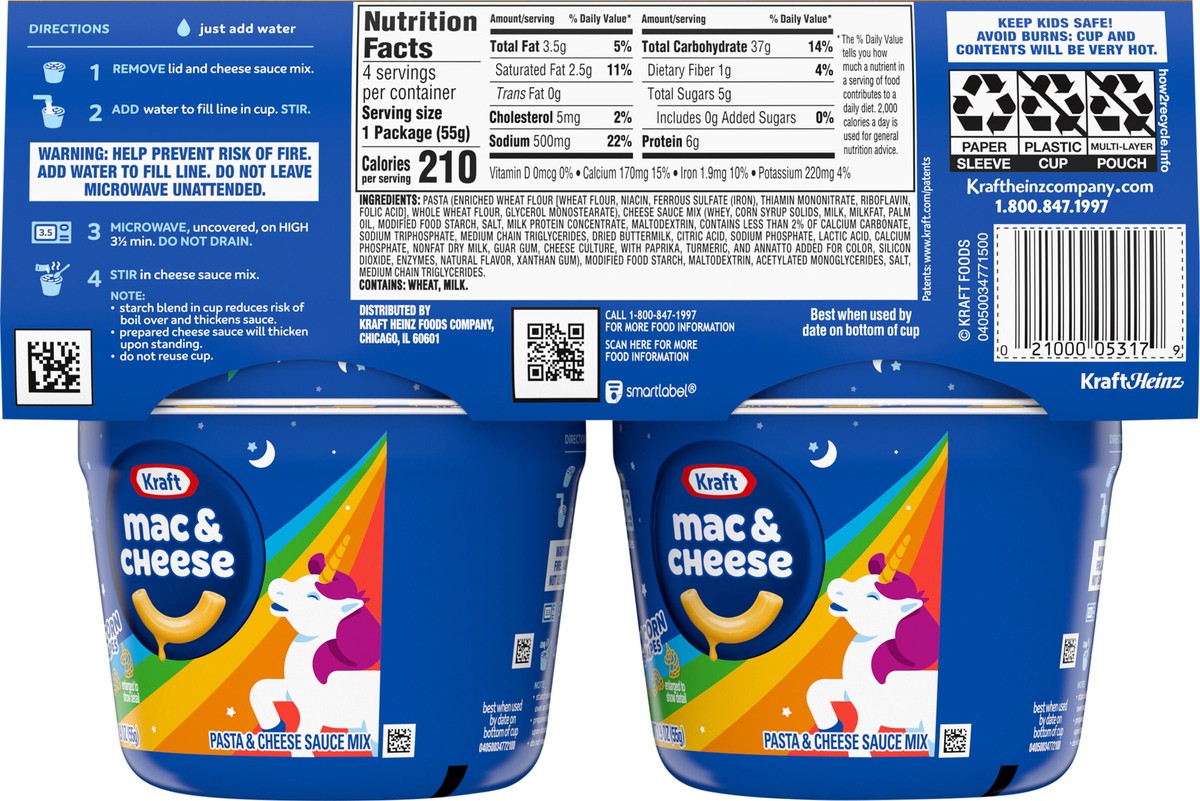 slide 8 of 9, Kraft Mac & Cheese Microwavable Dinner with Super Mario Power-Up Pasta Shapes, 4 1.9 oz Cups, 4 ct