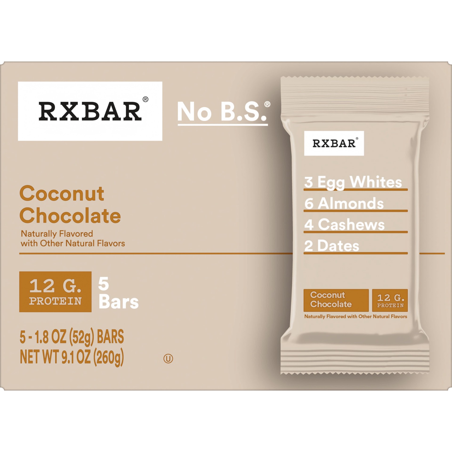 slide 2 of 5, RXBAR Protein Bars, Coconut Chocolate, 9.15 oz, 5 Count, 9.15 oz