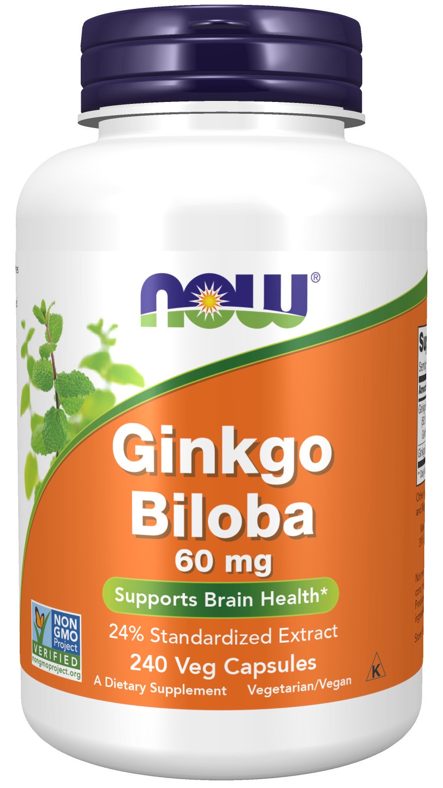 slide 1 of 4, NOW Ginkgo Biloba 60 mg - 240 Veg Capsules, 240 ct