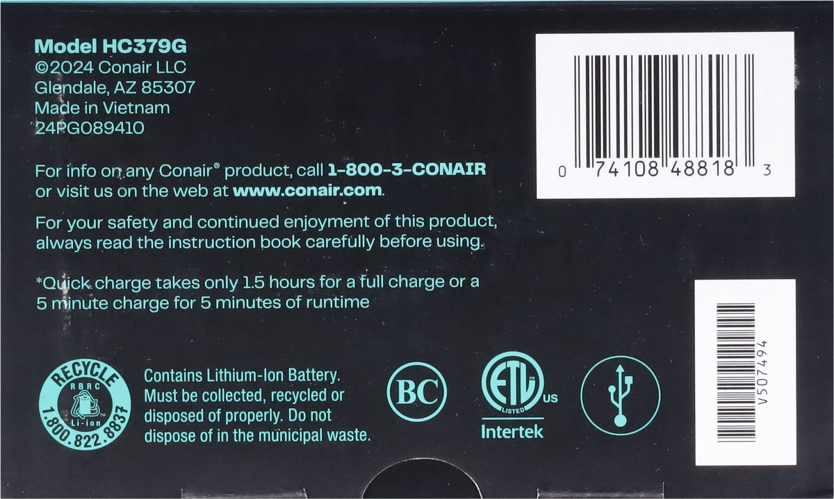slide 6 of 13, Conair Men Rechargeable Clipper & Trimmer 1 ea, 1 ct