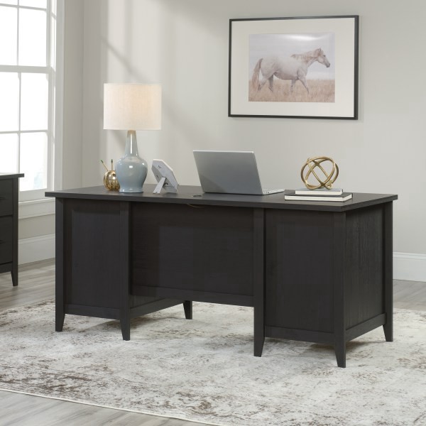 slide 9 of 10, Sauder Summit Station 66"W Executive Desk, Raven Oak, 1 ct