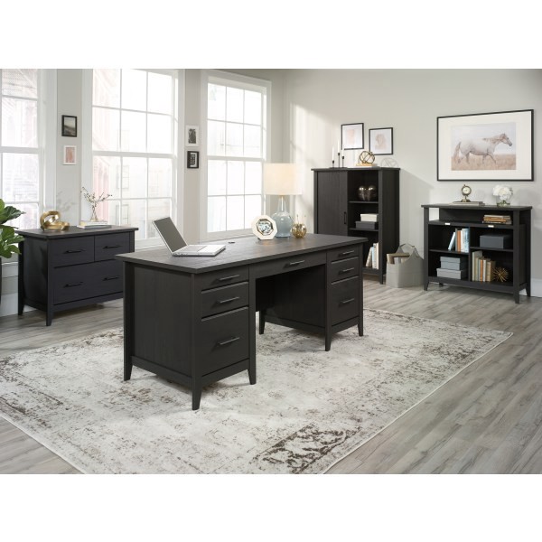 slide 10 of 10, Sauder Summit Station 66"W Executive Desk, Raven Oak, 1 ct