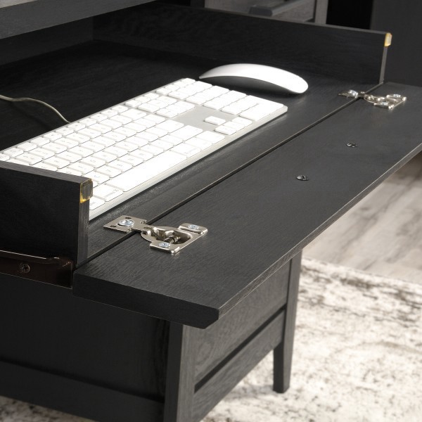 slide 3 of 10, Sauder Summit Station 66"W Executive Desk, Raven Oak, 1 ct