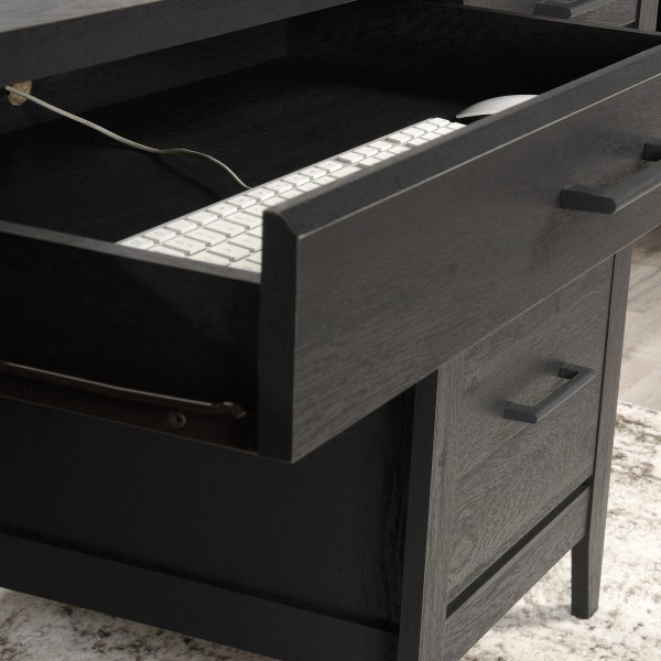 slide 8 of 10, Sauder Summit Station 66"W Executive Desk, Raven Oak, 1 ct