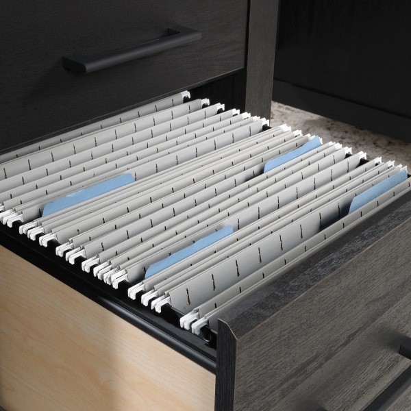 slide 5 of 10, Sauder Summit Station 66"W Executive Desk, Raven Oak, 1 ct