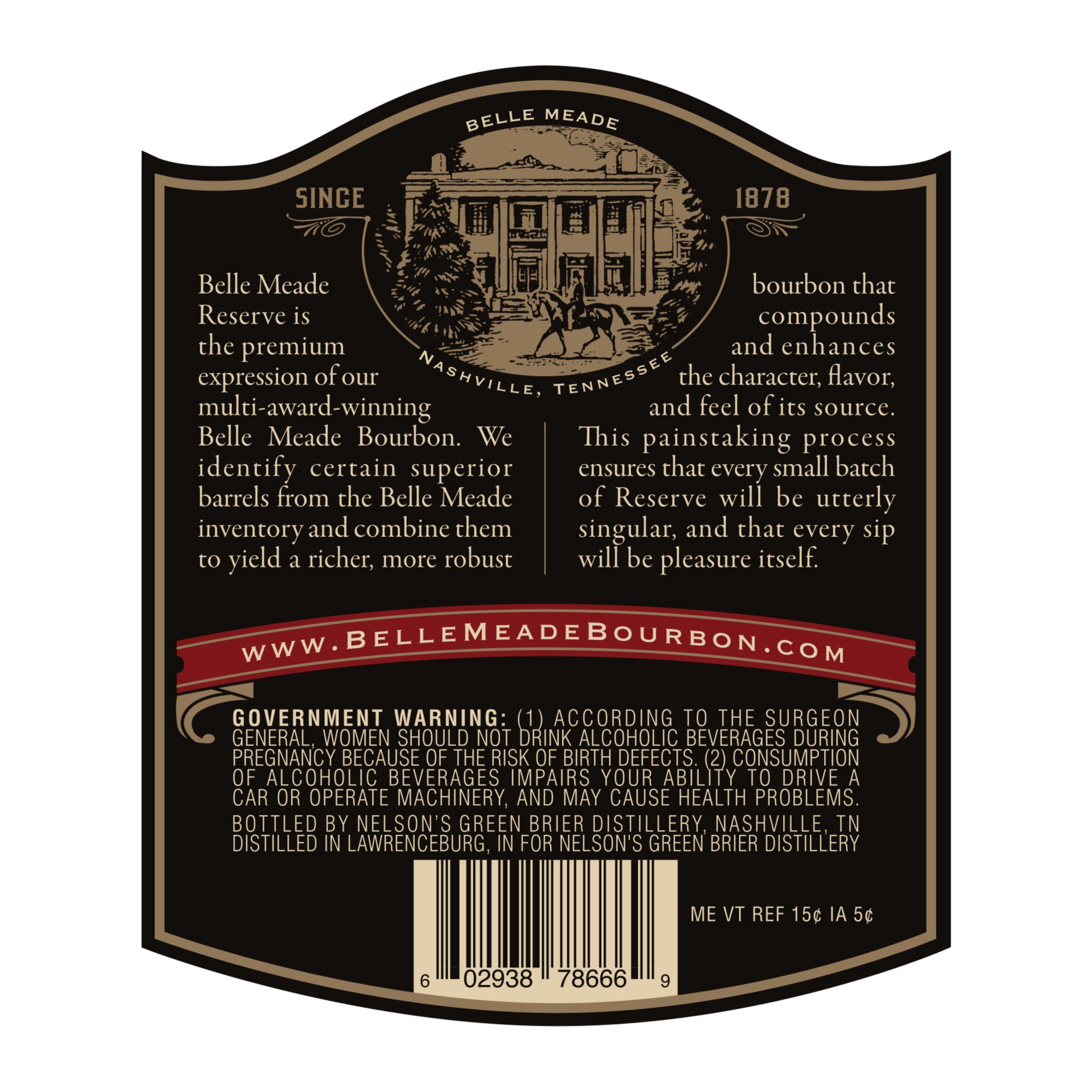 slide 7 of 7, Belle Meade Bourbon Reserve Whiskey, 750 mL Bottle, 108.3 Proof, 25.36 fl oz