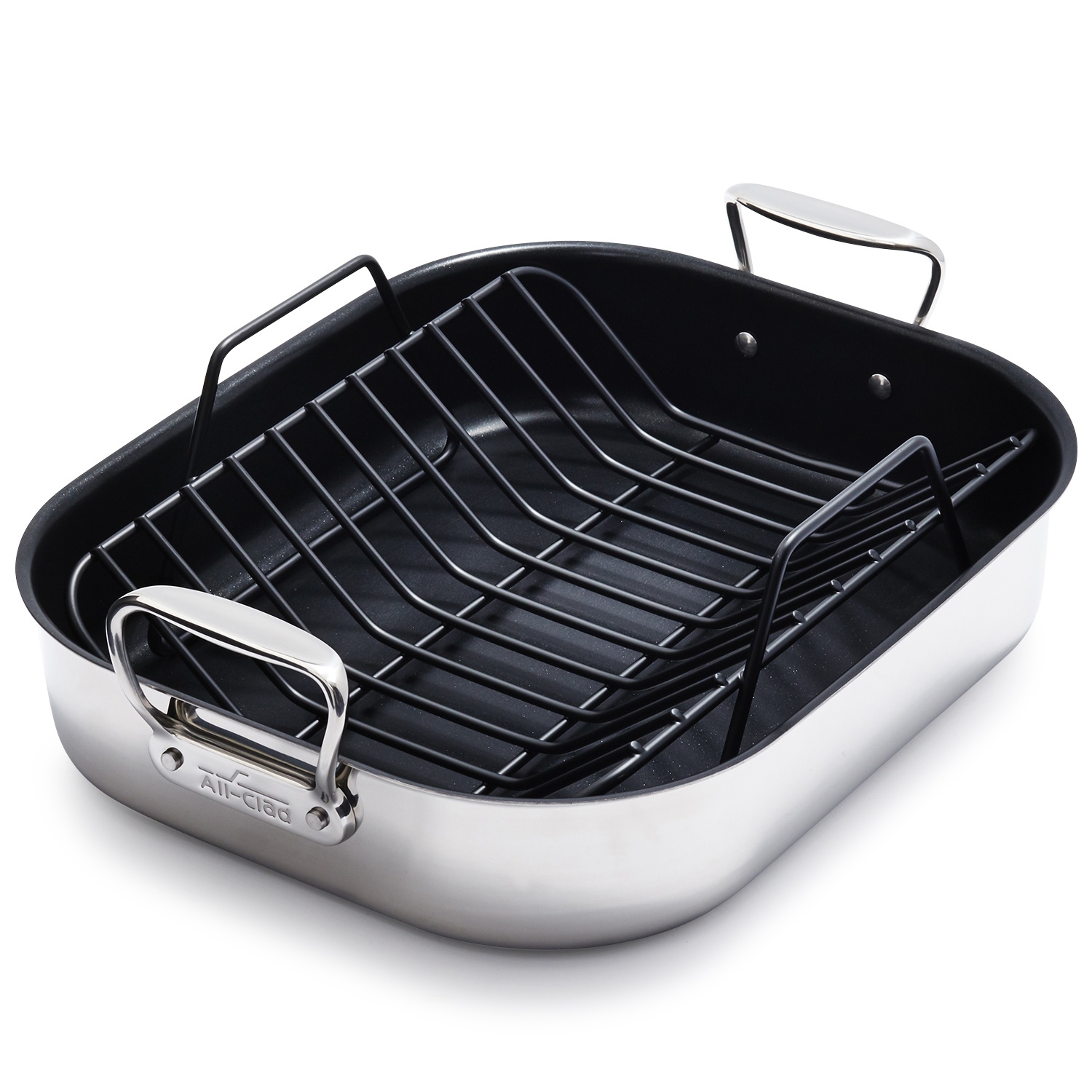 slide 1 of 5, All-Clad Nonstick Roasting Pan with Rack, 13 in x 16 in