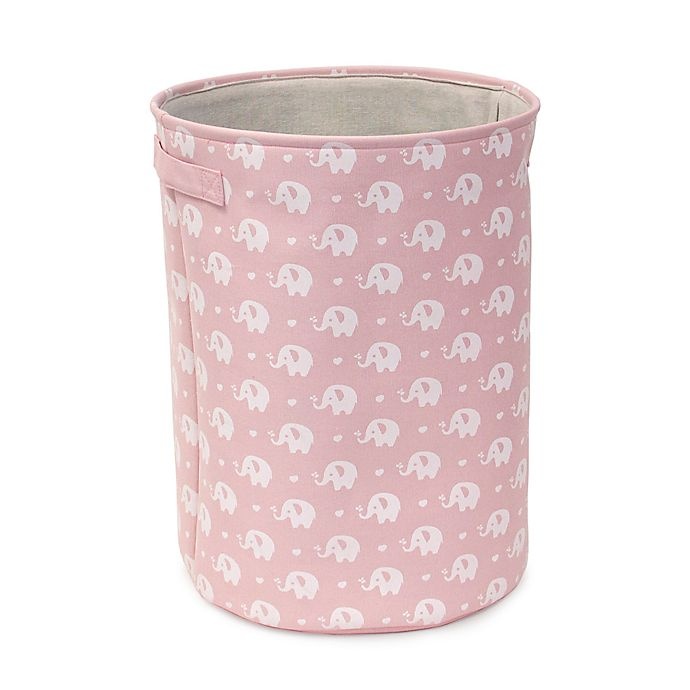 slide 1 of 2, Closet Complete Pink Elephant Round Hamper, 1 ct