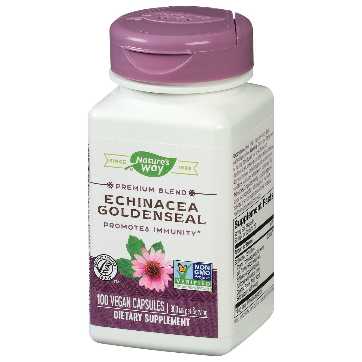 slide 7 of 9, Nature's Way 900 mg Premium Blend Echinacea Goldenseal 100 Vegan Capsules, 100 ct