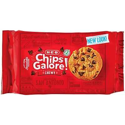 slide 1 of 1, H-E-B Chips Galore! Chewy Chocolate Chip Cookies, 14.4 oz