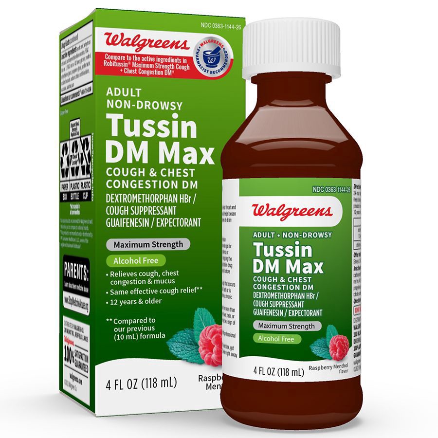 slide 3 of 5, Walgreens Wal-Tussin DM Max Raspberry Menthol, 4 oz