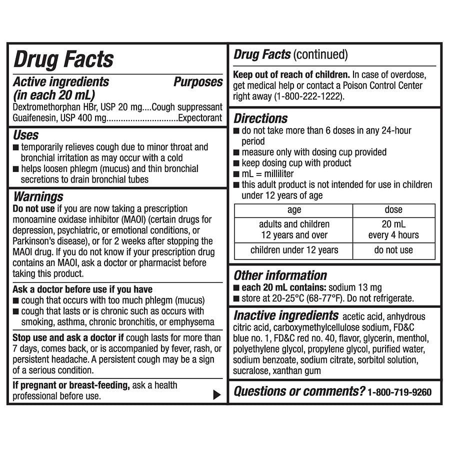 slide 5 of 5, Walgreens Wal-Tussin DM Max Raspberry Menthol, 4 oz