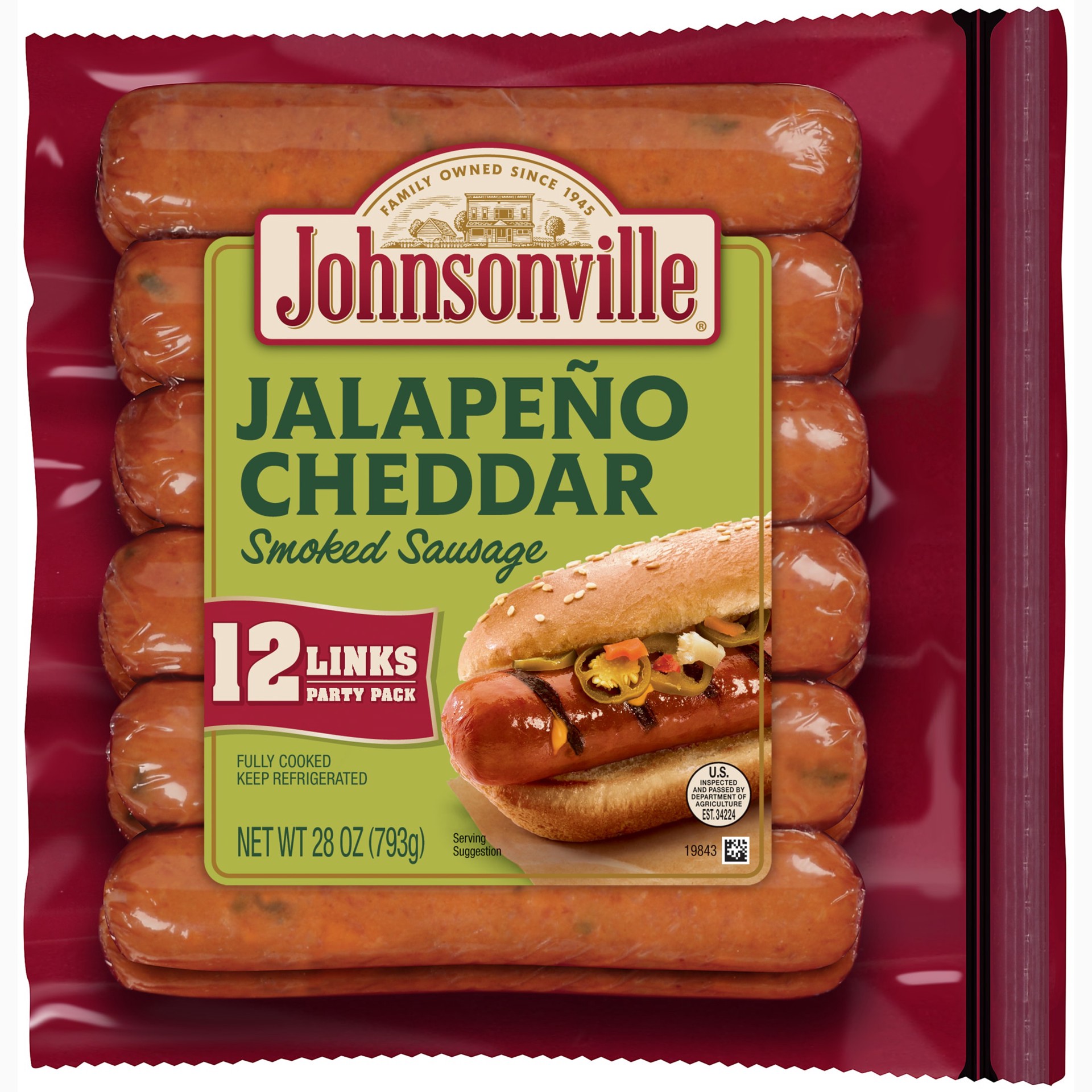 slide 1 of 9, Johnsonville Jalapeno Cheddar Smoked Sausage Party Pack, 12 Count, 28 oz, 28 oz