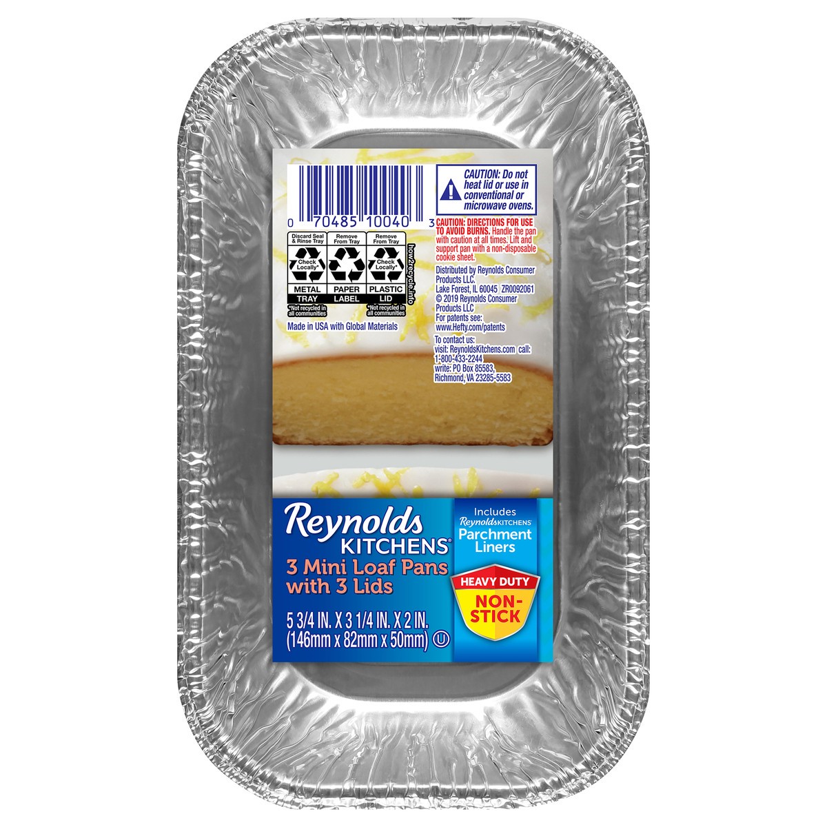 slide 2 of 4, Reynolds Kitchens Mini Loaf Pans with Lids 3 ct Pack, 3 ct