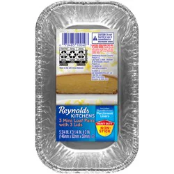 Reynolds Kitchens Mini Loaf Pans with Lids 3 ct Pack