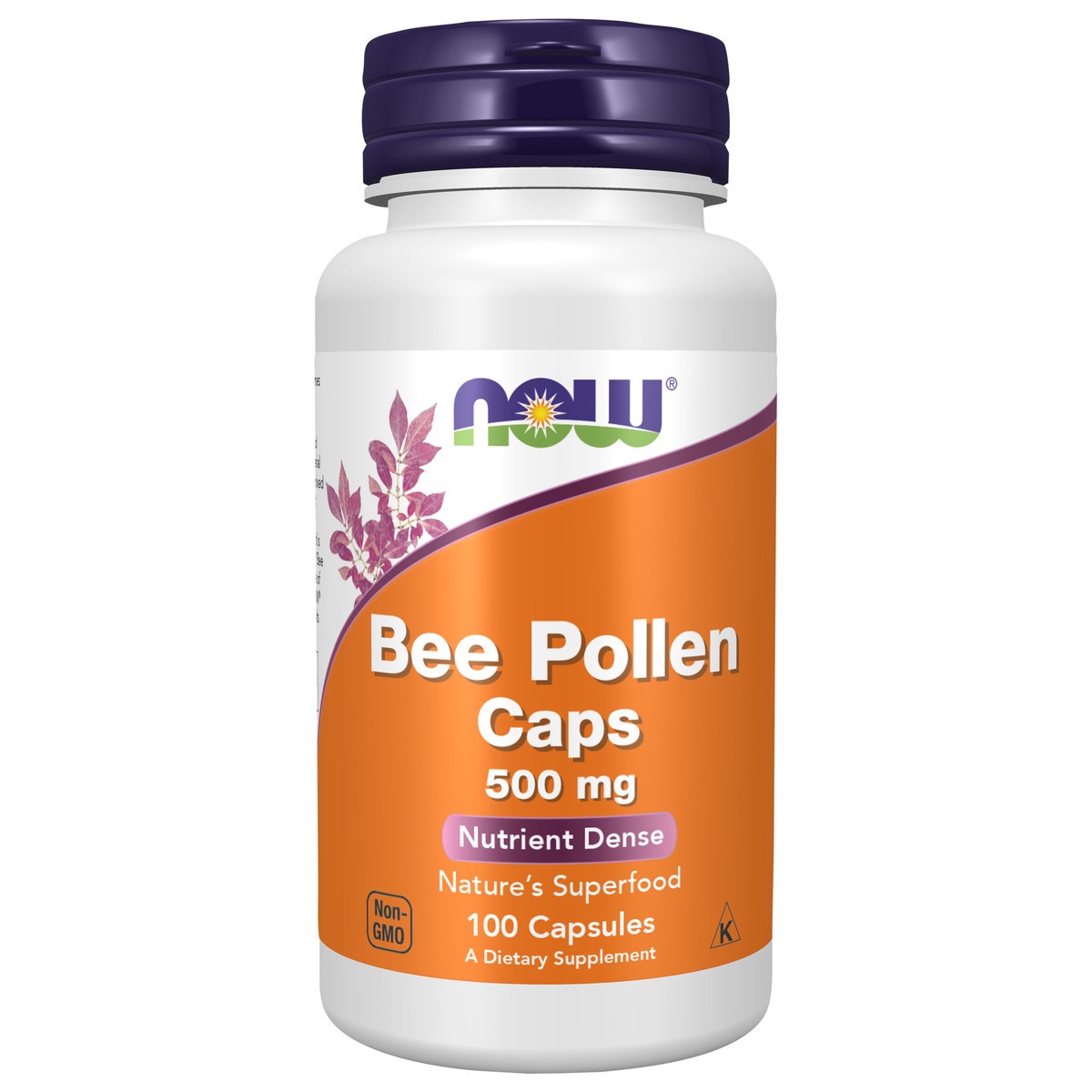 slide 1 of 4, NOW Bee Pollen 500 mg - 100 Capsules, 100 ct