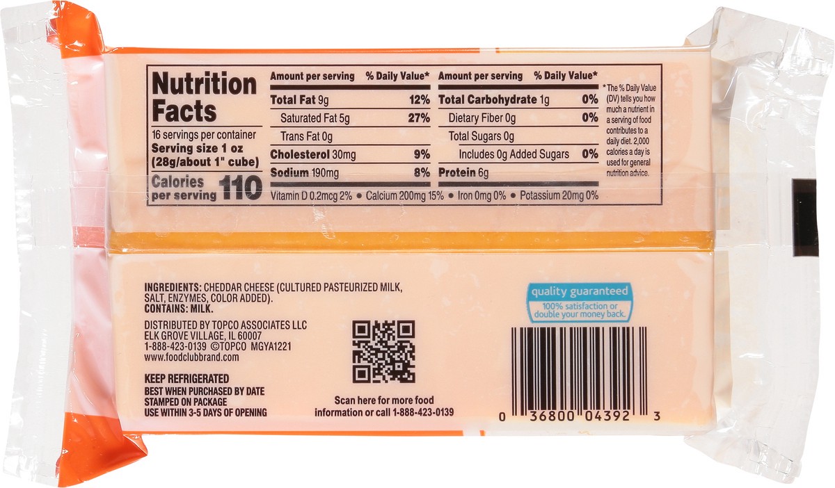 slide 5 of 9, Food Club Mild Cheddar Cheese 16 oz, 16 oz