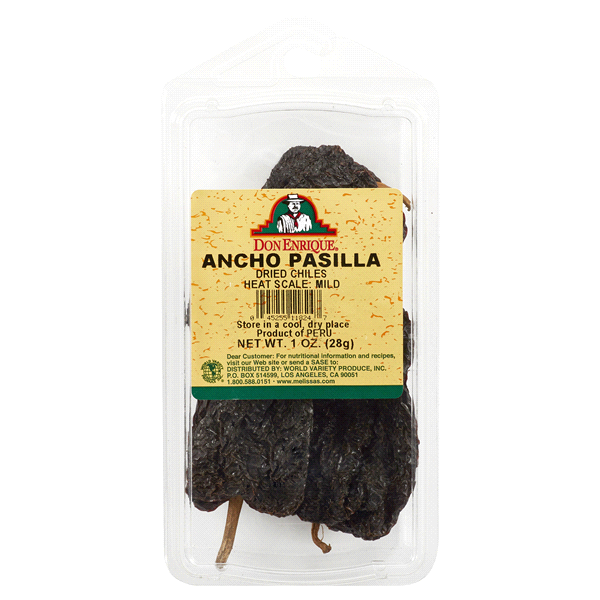 slide 1 of 1, Don Enrique Ancho Pasilla Dried Chili Peppers, 1 oz