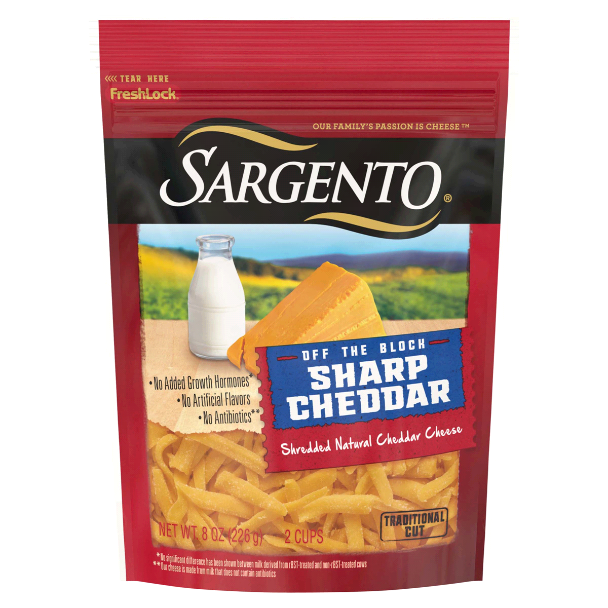 slide 1 of 6, Sargento Off The Block Shredded Sharp Cheddar Cheese, 8 oz