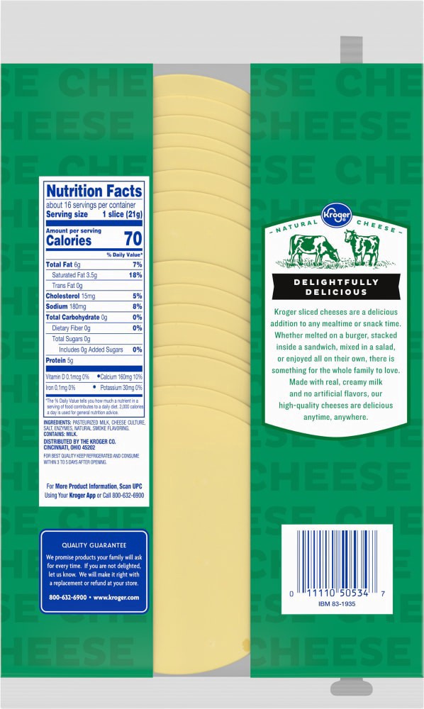 slide 2 of 2, Kroger Smoke Flavored Provolone Cheese Slices, 12 oz