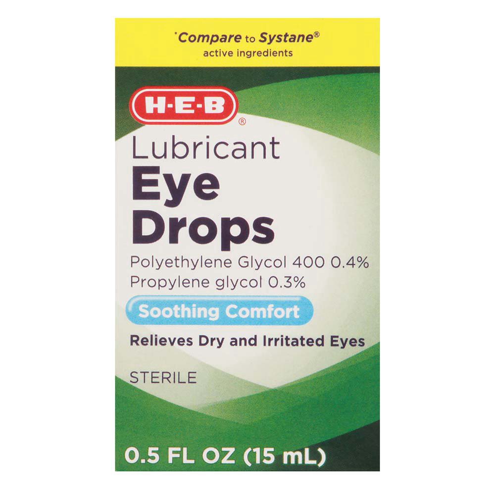 slide 1 of 1, H-E-B Lubricant Eye Drops Dry Eye Therapy, 0.5 oz