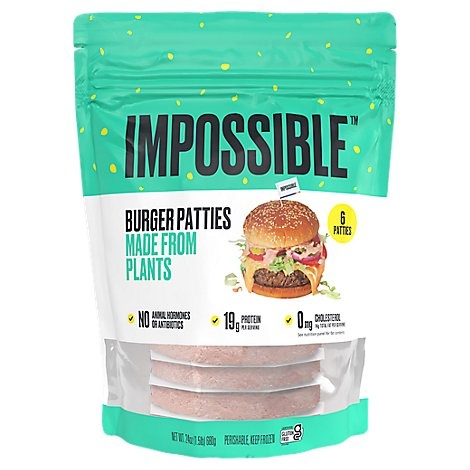 slide 1 of 1, Impossible Burger Patties Made From Plants, 24 oz