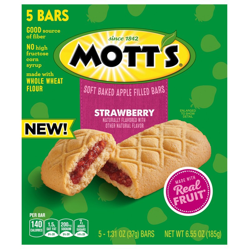 slide 1 of 1, Mott's Filled Strawberry Grain Bar 5 Count - 6.55 OZ, 6.55 oz