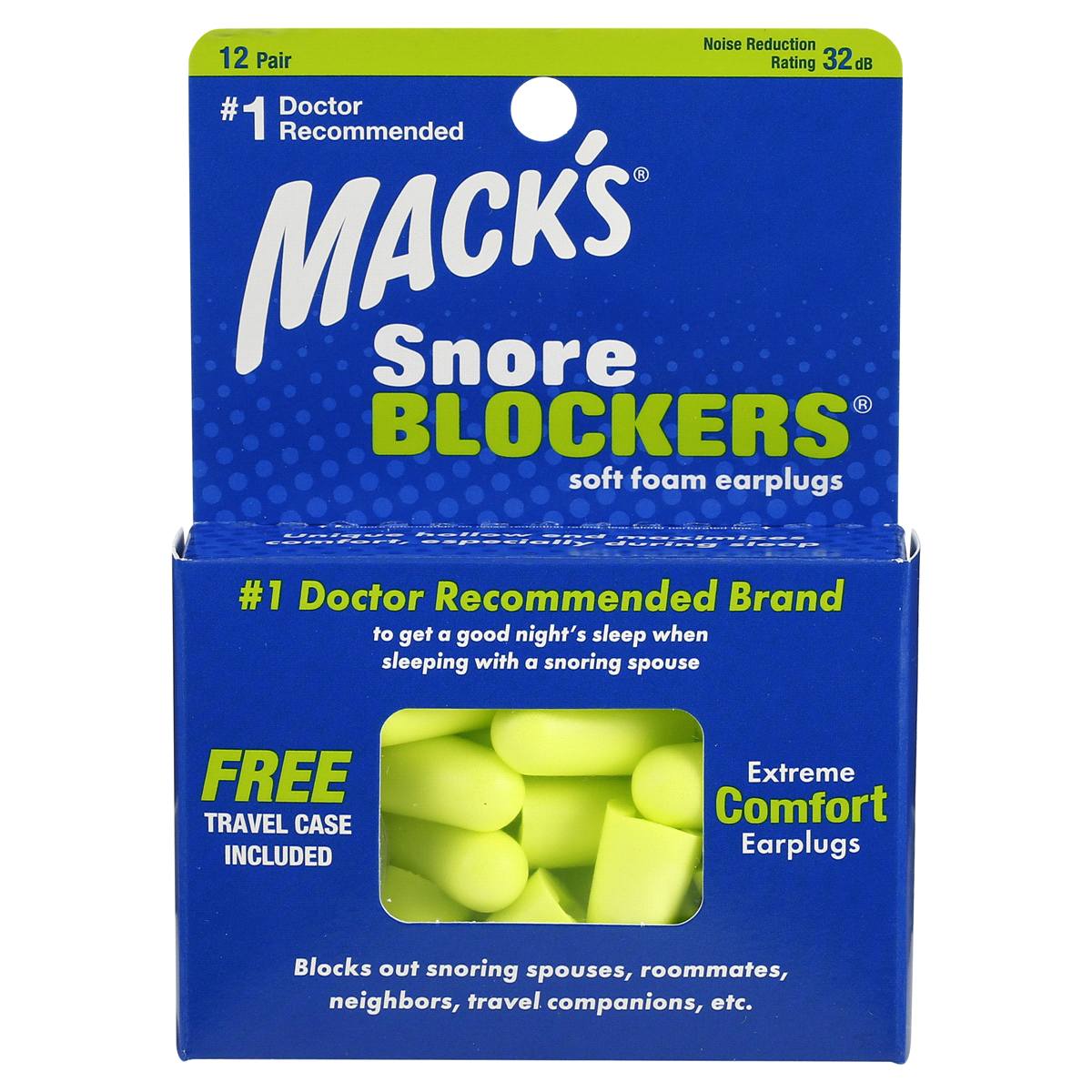 slide 1 of 5, Mack's Snore Blockers Soft Foam Earplugs, 12 ct