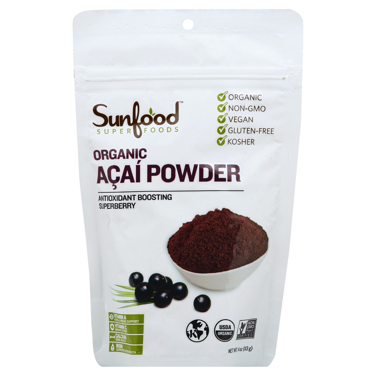 slide 3 of 3, SunFood Superfoods Acai Powder 4 oz, 4 oz