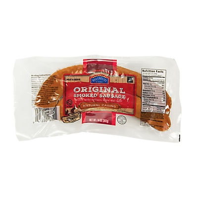slide 1 of 1, Hill Country Fare Original Smoked Sausage with Natural Casing, 14 oz