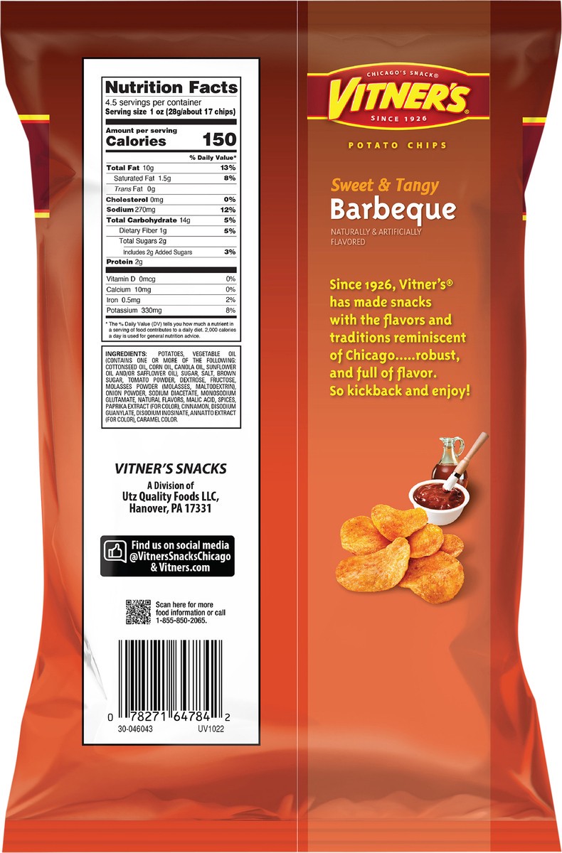 slide 5 of 9, Vitner's Vitner's Sweet & Tangy Barbeque Potato Chip - 4.5 oz, 4.5 oz