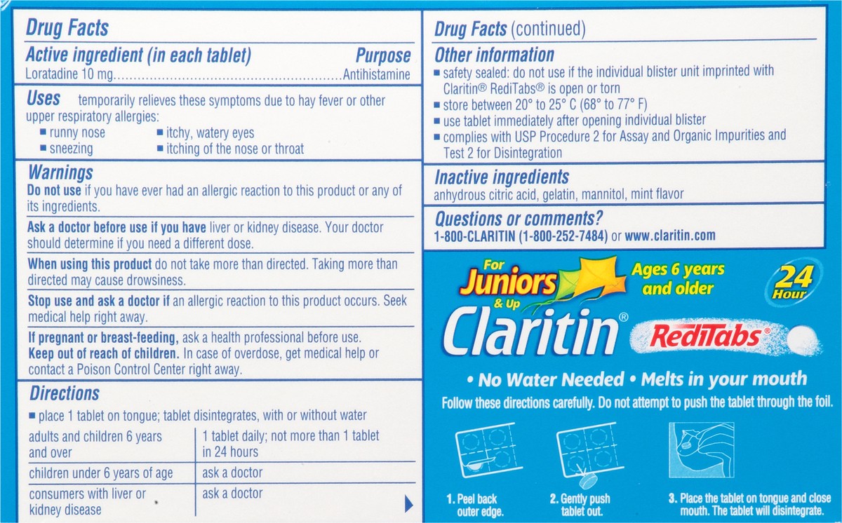 slide 12 of 13, Claritin RediTabs Tablets 10 mg Original Prescription Strength Loratadine 30 Tablets 30 ea, 30 ct