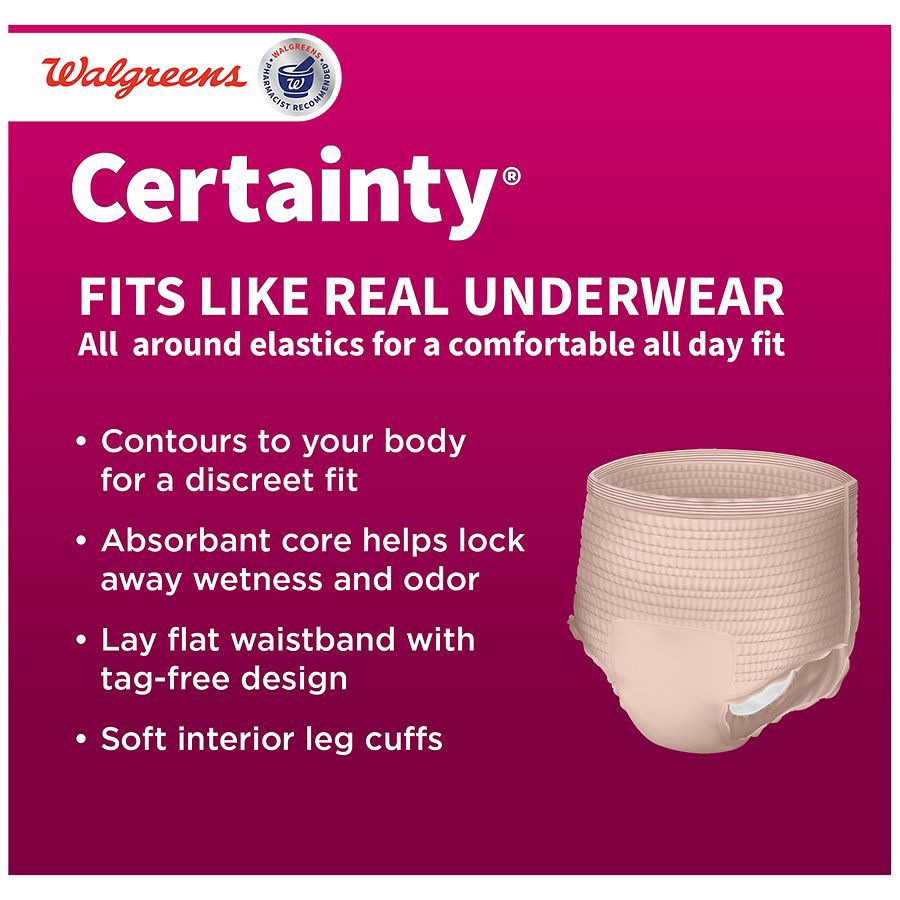 slide 5 of 5, Walgreens Certainty Women's ComfortLux Underwear X-Large, 16 ct