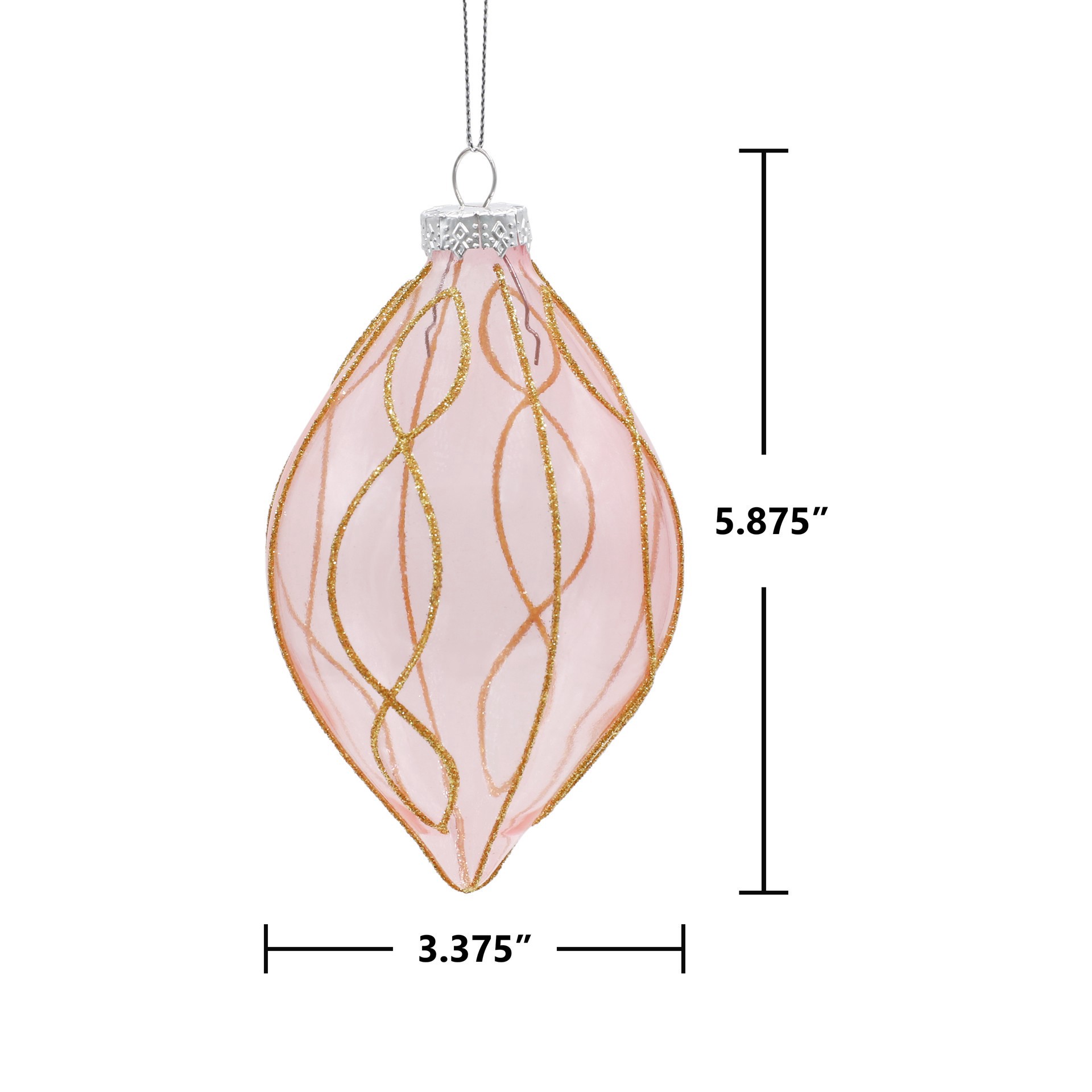 slide 3 of 3, 6" Pink & Gold Finial Glass Ornament By Ashland, 6 in