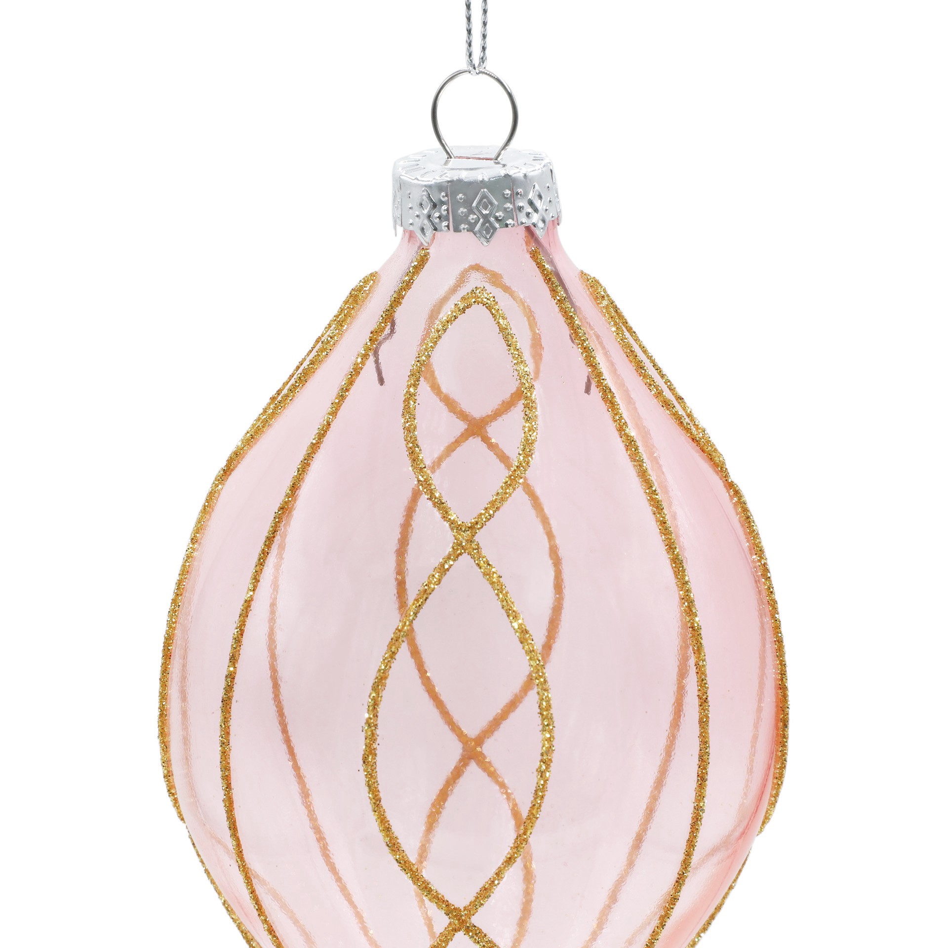 slide 2 of 3, 6" Pink & Gold Finial Glass Ornament By Ashland, 6 in