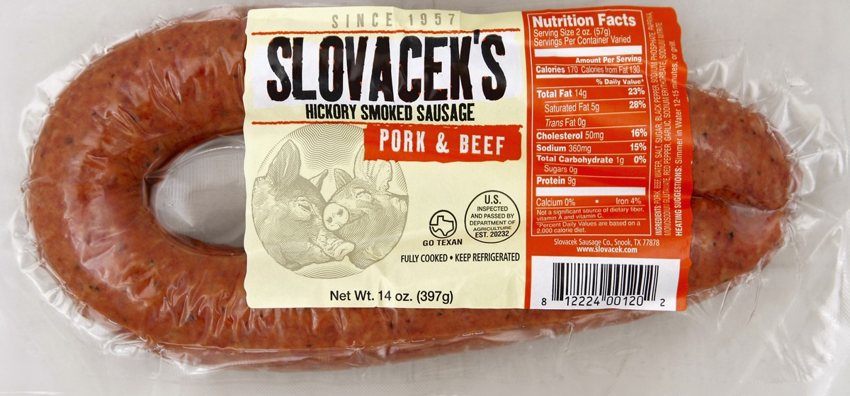 slide 1 of 5, Slovacek's Smoked Sausage 14 oz, 14 oz